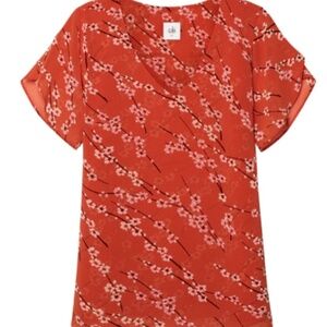 CAbi Split Sleeve Cherry Blossom Print Blouse MED